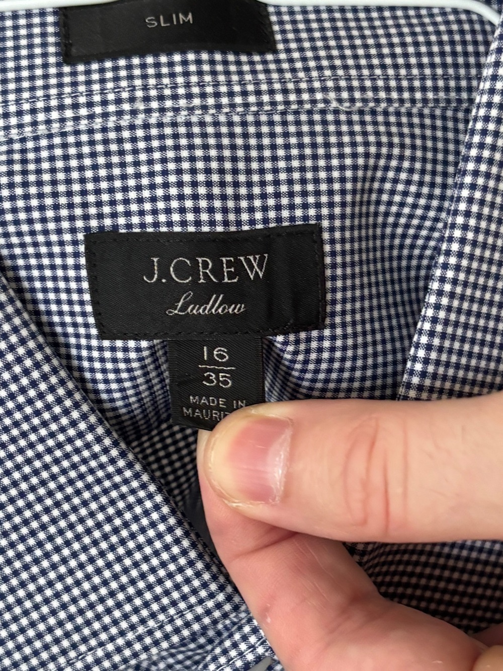 J. Crew Navy and White Gingham Dress Shirt - Ludlow Slim
